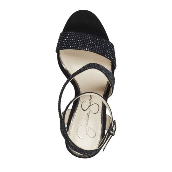 JESSICA SIMPSON / J-Friso-2 /  Black / Rhinestone / Platform Heeled / Sandals / - Picture 4 of 8